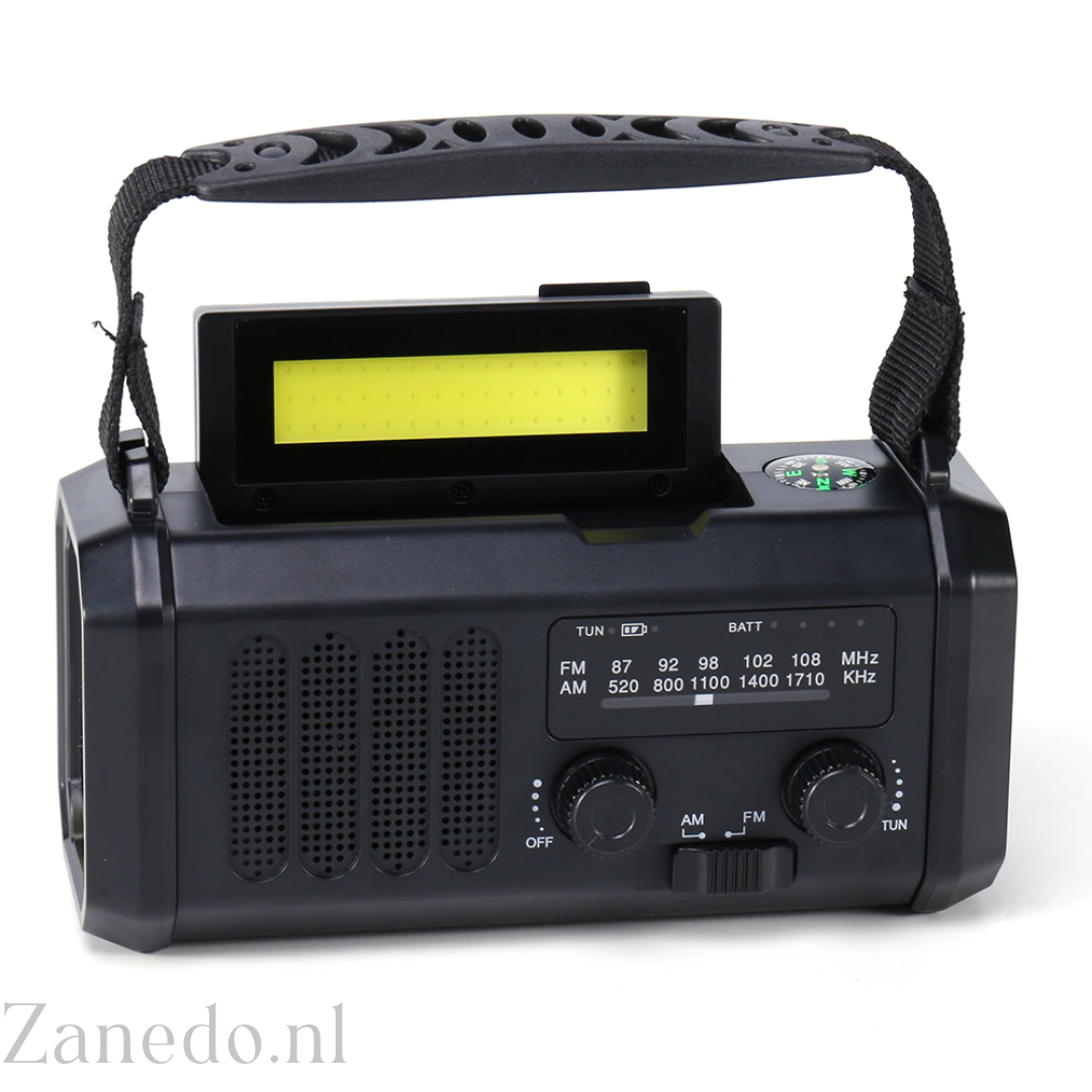 Noodradio - 10.000mAh ingebouwde Powerbank, Lamp en Zwengelgenerator